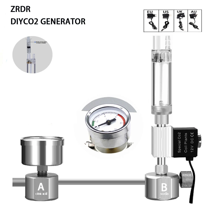 Planted Aquarium Equipment - Aquarium DIY CO2-Reaktor-Generator-System-Kit für Aquarientanks, CO2-Regler,