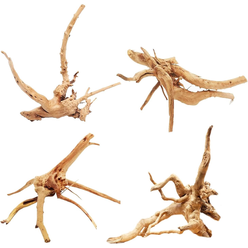 Aquarium Plant Guide - 4 Stück Natürliche Holz-Aquarium-Dekorationen Pflanzenstumpf Baumstamm