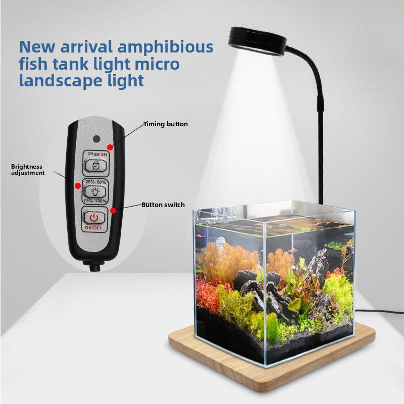 Aquarium Plant On Wood - USB-Zeitgesteuerte Dimmbare Ultra-Weiße Aquarium-Beleuchtung Mikro-Landschafts-Pflanzenlicht für