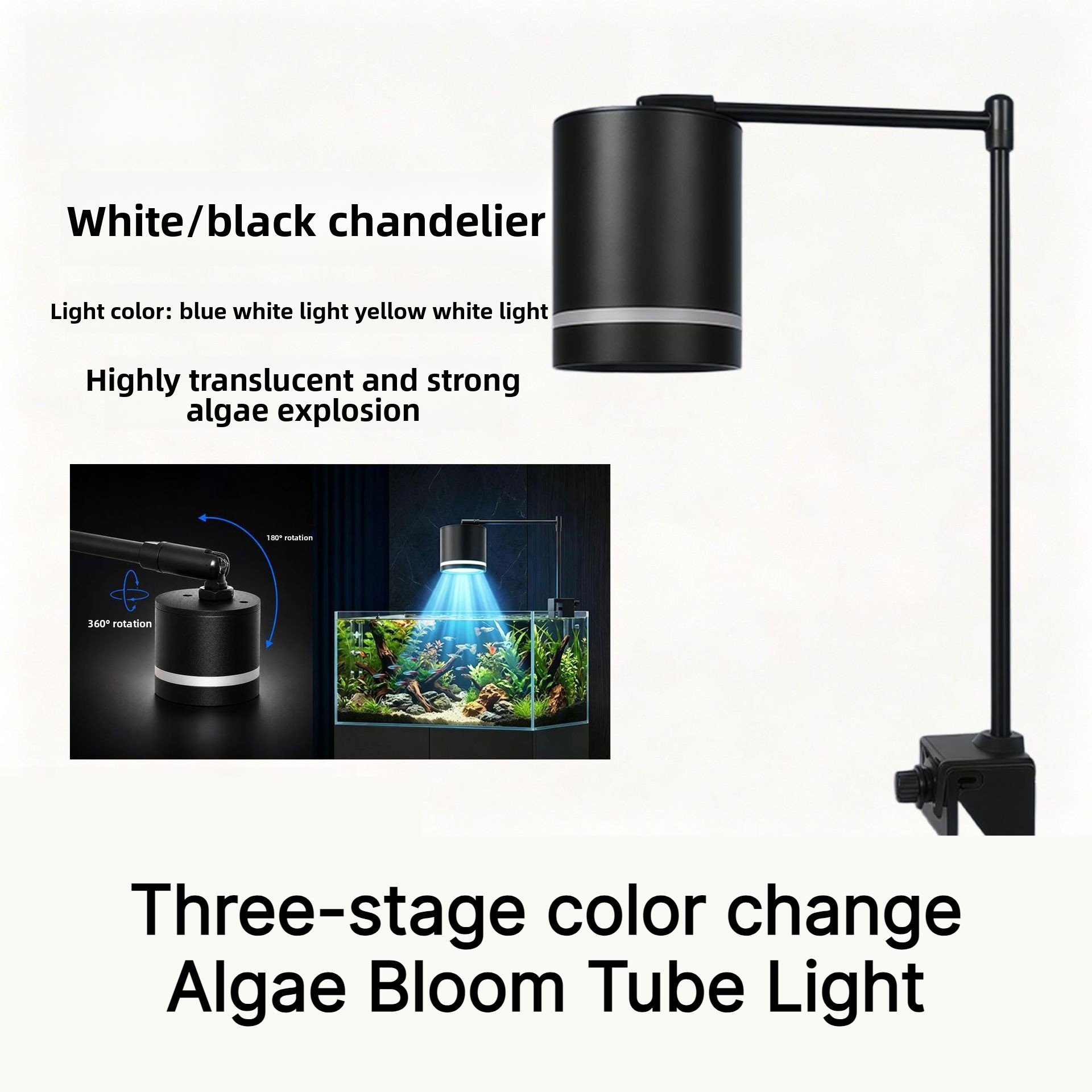 Planted Aquarium Pendant Light - LED-Aquarium-Hängestrahler, spritzwassergeschütztes Algenwachstumslicht für Biotope-Stream-Tank-Pflanzenaquarium